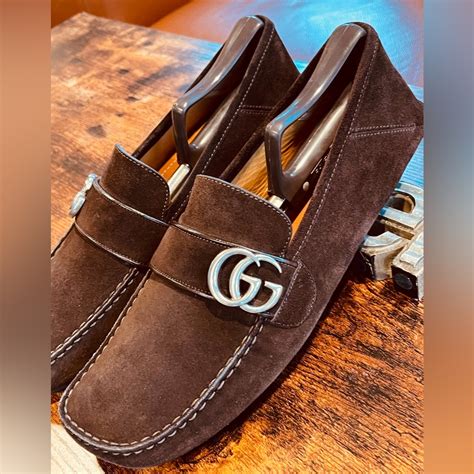 Gucci Men's Noel Drivers Queen Brown Suede loafers US Size 8 